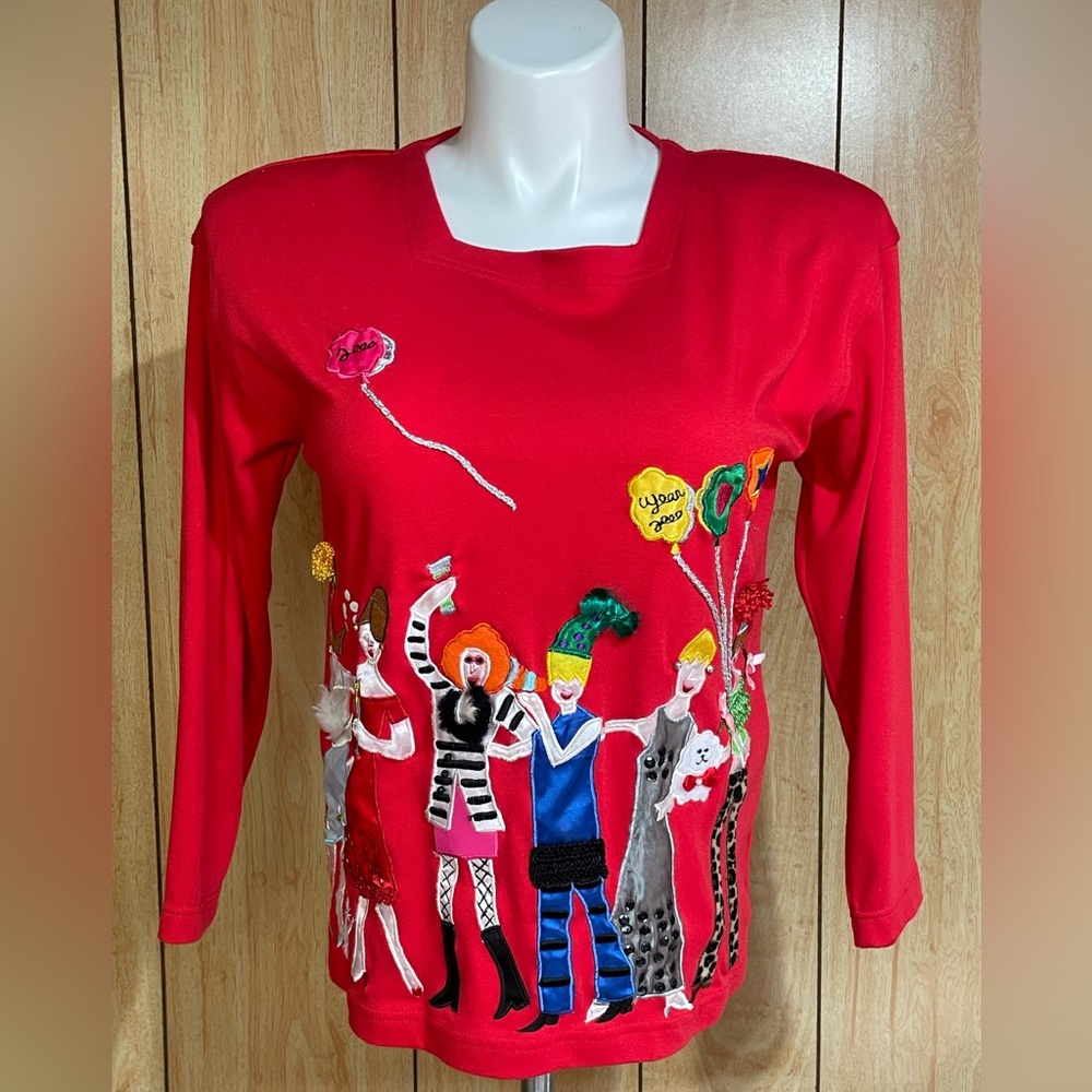 Lisa International Vibrant Scarlet Blouse SZ - PL